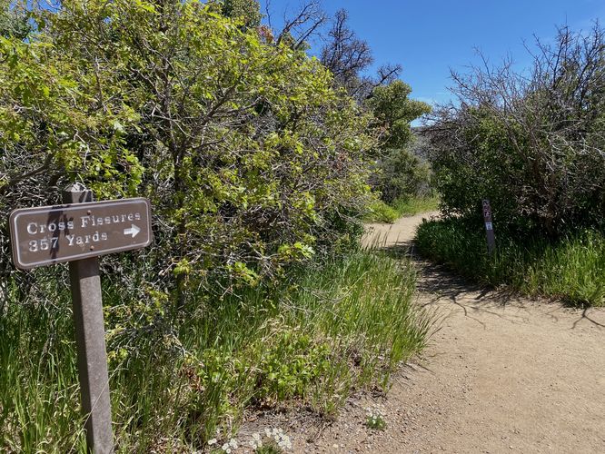 Cross Fissures trailhead sign