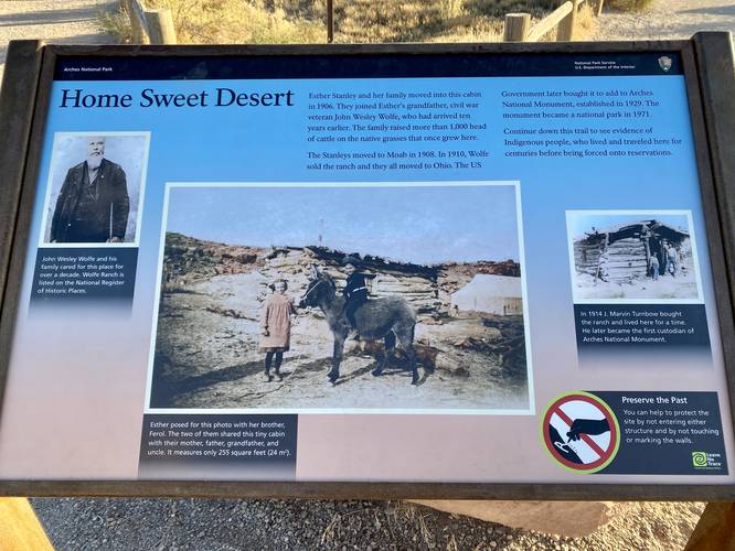 "Home Sweet Desert" information kiosk about the Wolfe Ranch