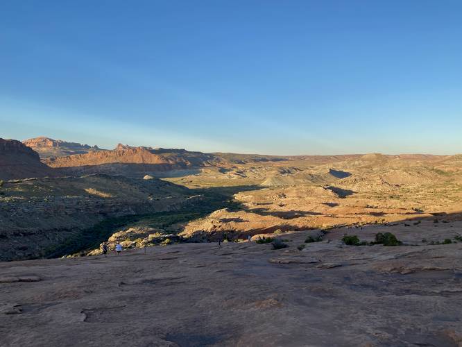 Hiking down the bedrock from Delicate Arch