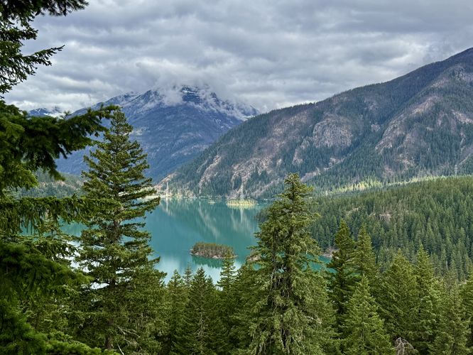 View of Diablo Lake from the eastern side of the overlook