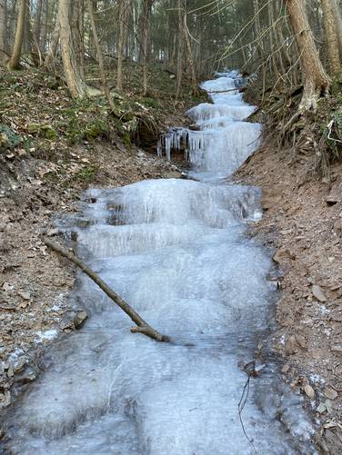 Double Drainage Falls North - approx. 80-feet. Frozen in Jan 2022