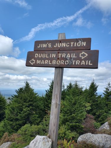 Trail junction closer to the summit
