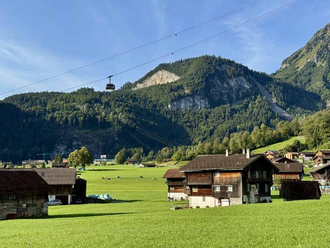 Gondola raised high above Lungern Switzerland