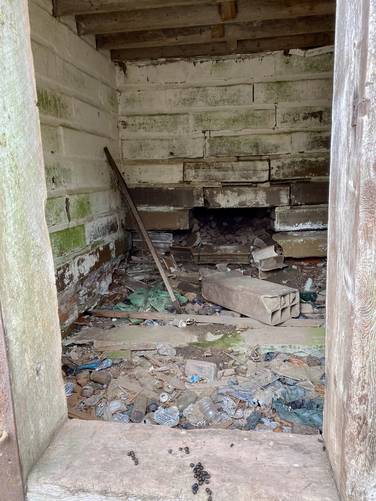 Inside old dynamite shed