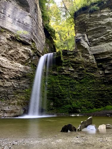 Portrait of Eagle Cliff Falls in Montour Falls NY (approx. 30-feet tall, long exposure)