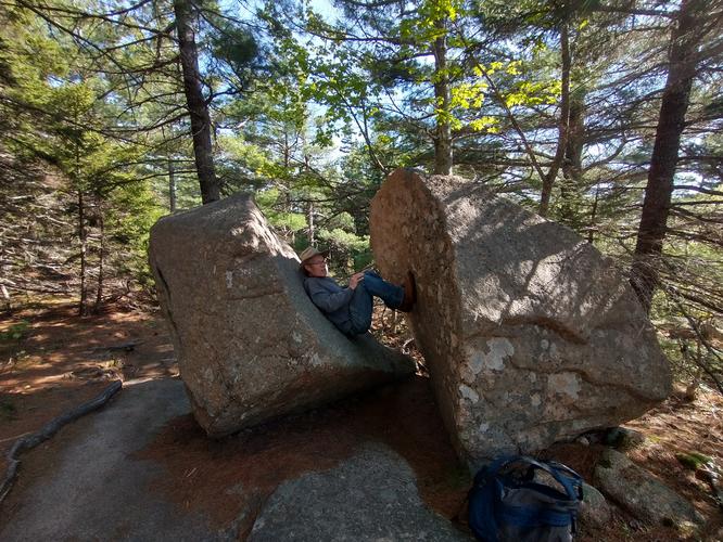 Don't forget to have a little fun on your hikes! Splitting a Glacial Erratic is hard work.