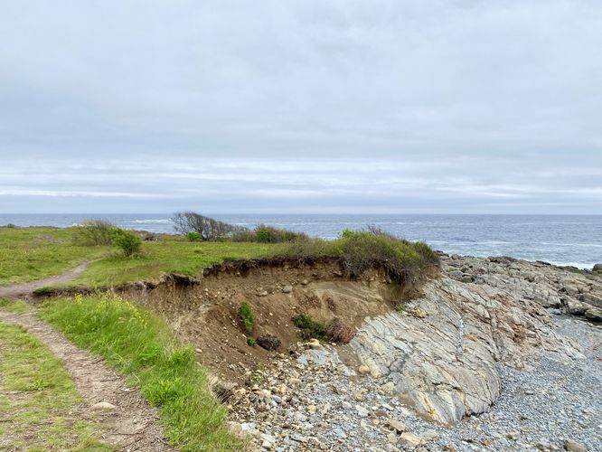 Trail skirts around eroding shoreline