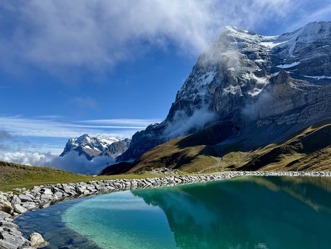 View of the Eiger from Fallboden Lake (Fallbodensee)