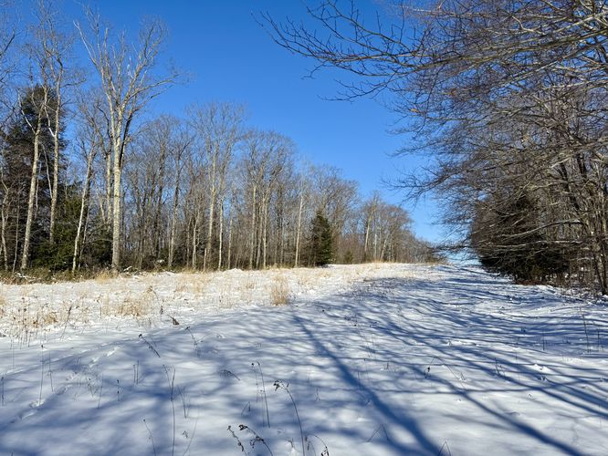 Hike the natural gas pipeline north to reach the Elk Run Overlook