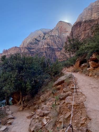 Hiking up the Kayenta Trail to reach the Emerald Pools