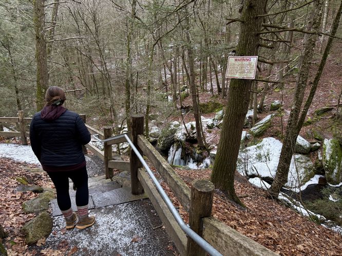 Stairs lead down along Enders Brook