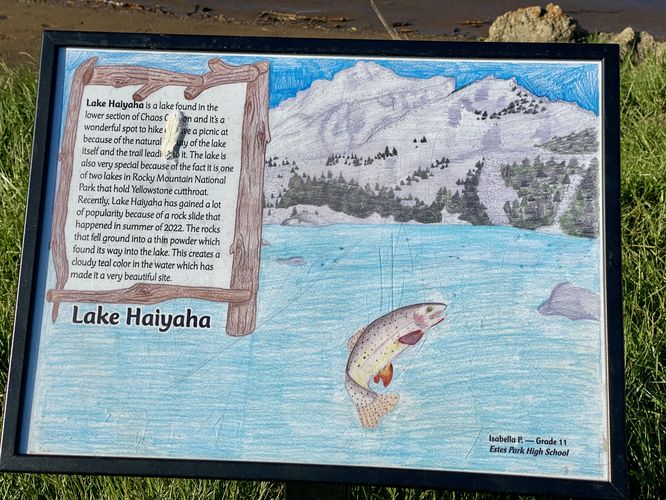 Lake Haiyaha info and drawing by Isabella P.