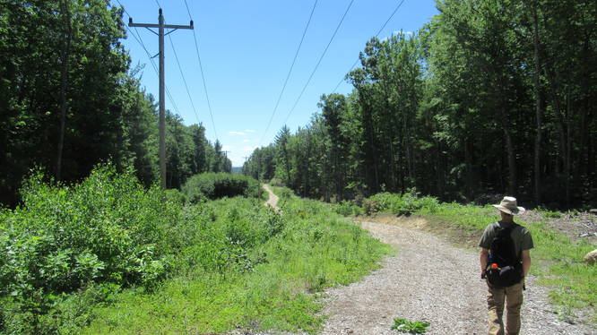 Trail along the powerline is easy to follow