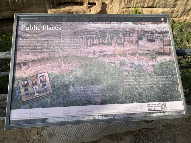 Public Places: historical info kiosk on cliff dwellings as ceremonial spaces