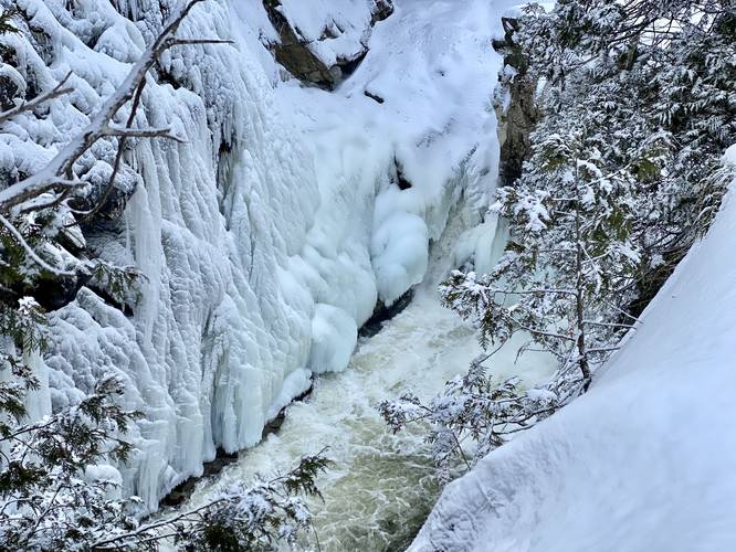 The Flume Waterfall (approx. 8-feet tall)