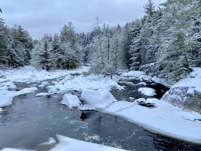 View of West Branch Ausable River from rocky ledge