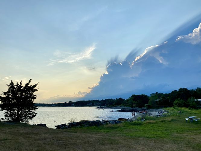 View of the bay with a storm cloud overhead