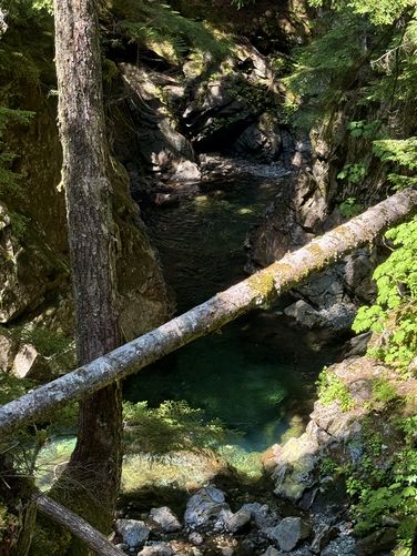 View of a turquoise pool in the gorge