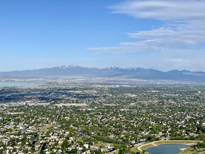 View of Utah Lake, Pleasant Grove, and American Fork Utah