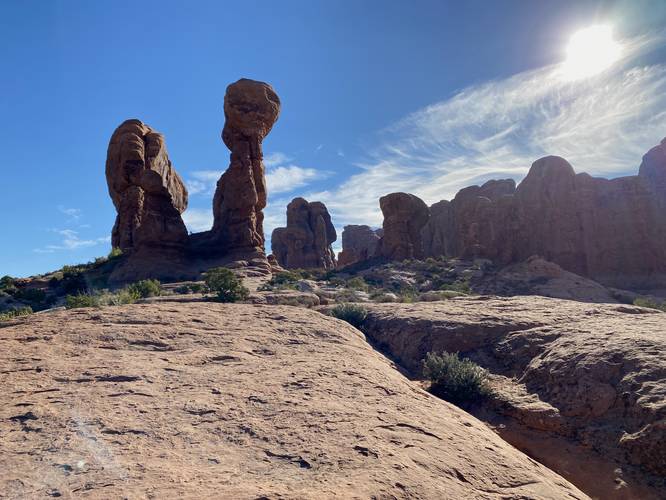 Hike leads through the two massive rock spires