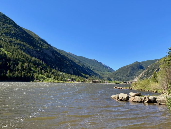 View of Georgetown Lake and surrounding mountains