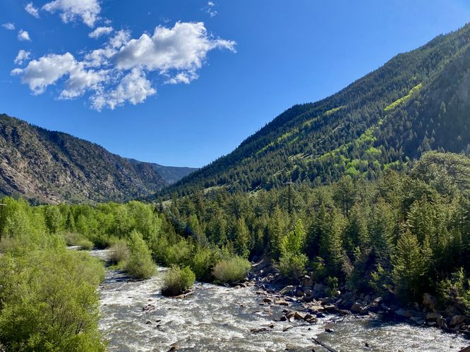 View of Clear Creek flowing out from Georgetown Lake