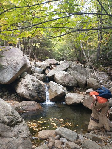 Use caution when crossing over rocks and water 
