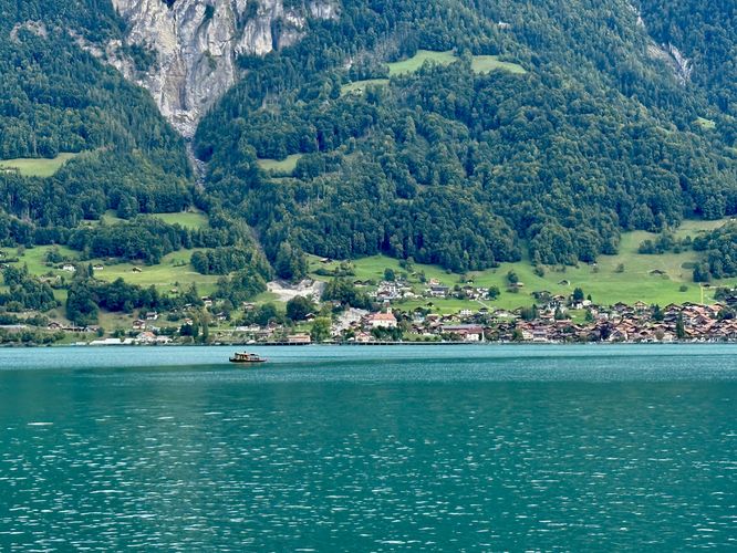 View of Lake Brienz and the town of Brienz located across the water
