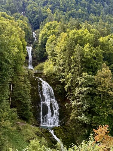 Giessbach Falls viewpoint with 5 waterfalls