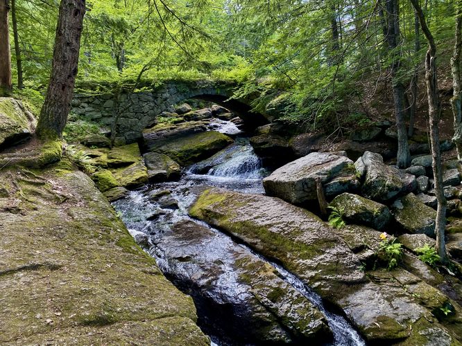Gleason Falls and scenic stone bridge