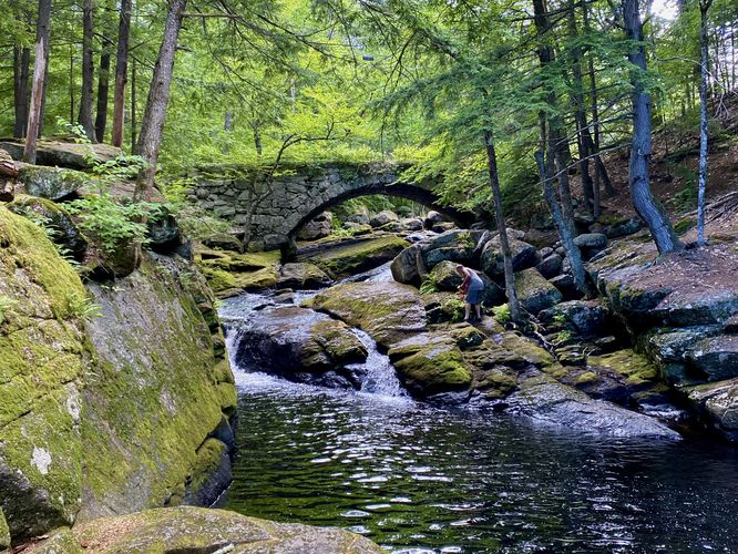 Gleason Falls and scenic stone bridge