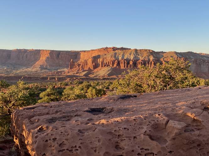 View of Chimney Rock from Goosenecks at Capitol Reef National Park