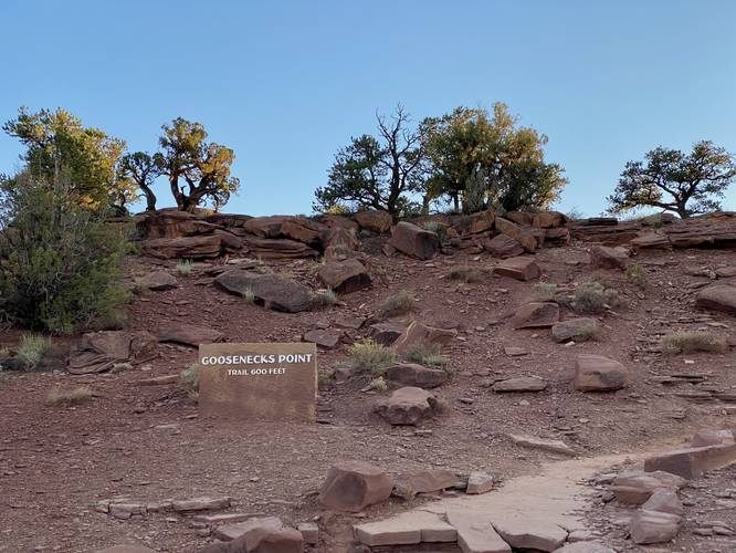 Goosenecks Point trailhead sign