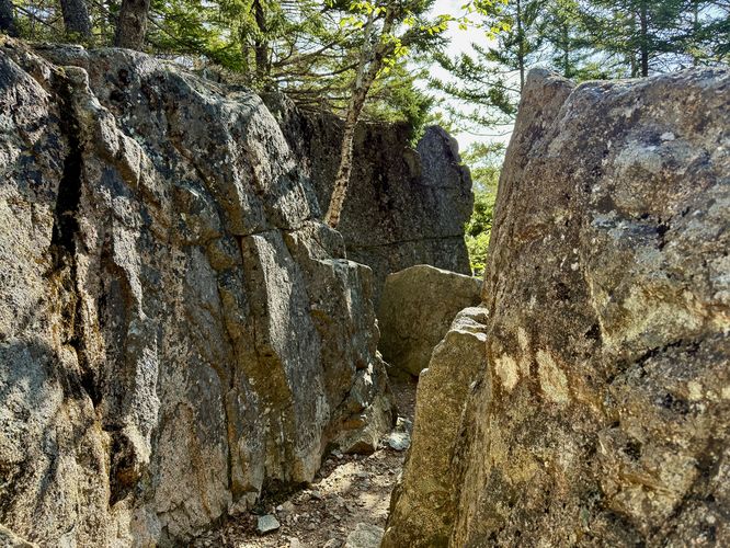 Hiking through rocky outcroppings