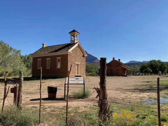 View of Grafton, Utah's remaining buildings in the current ghost town