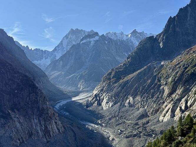 View of Mer de Glace and the Grand Jorasses from Montenvers