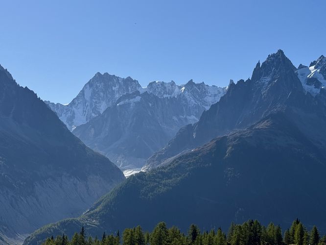 View of the Grandes Jorasses and the Alps