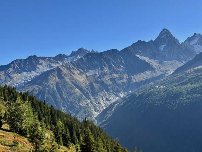 Stunning view of Glacier du Tour and the French Alps from Grand Balcon Sud