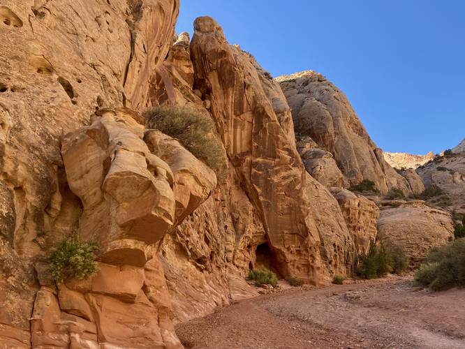 Hiking up Grand Wash at Capitol Reef National Park