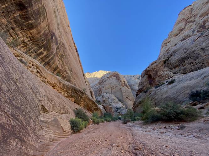 Hiking up Grand Wash at Capitol Reef National Park