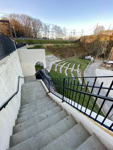 Staircase leads down to an ampitheater at Paterson Great Falls
