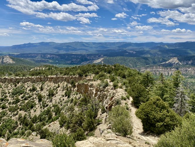 View of the skinny ridge at Chimney Rock