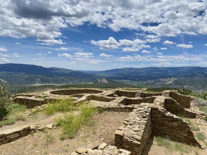 "Great House" - Ancient Puebloan structure atop the Chimney Rock ridge with a stunning view