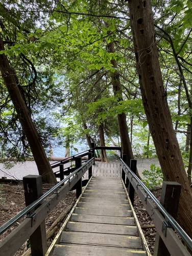 Staircase connects Green Lake to Parking
