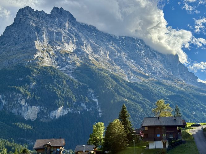 Scenic view of the Eiger from town