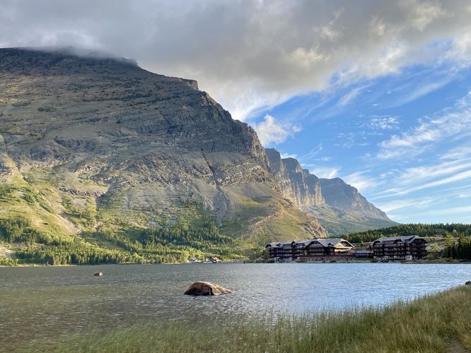 View of Altyr Peak and Many Glacier Hotel