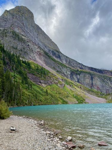Angel Wing towering over Grinnell Lake's glacial waters