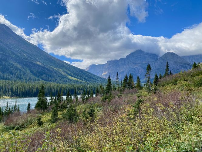 View from the trail of Josephine Lake and Mount Gould