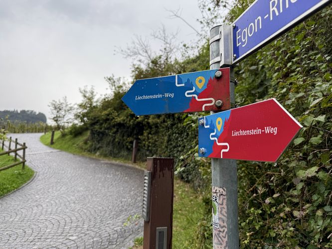 Junction with the Burg Gutenberg trail along Liechtenstein-Weg