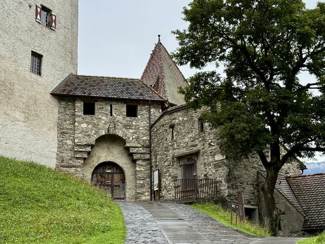 Inside the courtyard of Castle Gutenberg